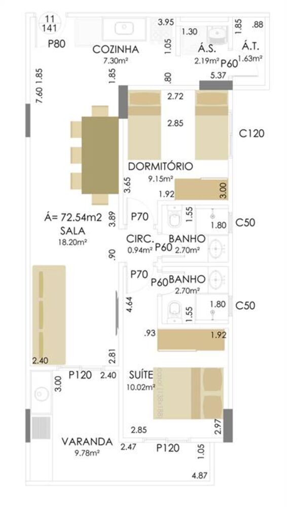 Apartamento, 1 quarto, 52 m² - Foto 2