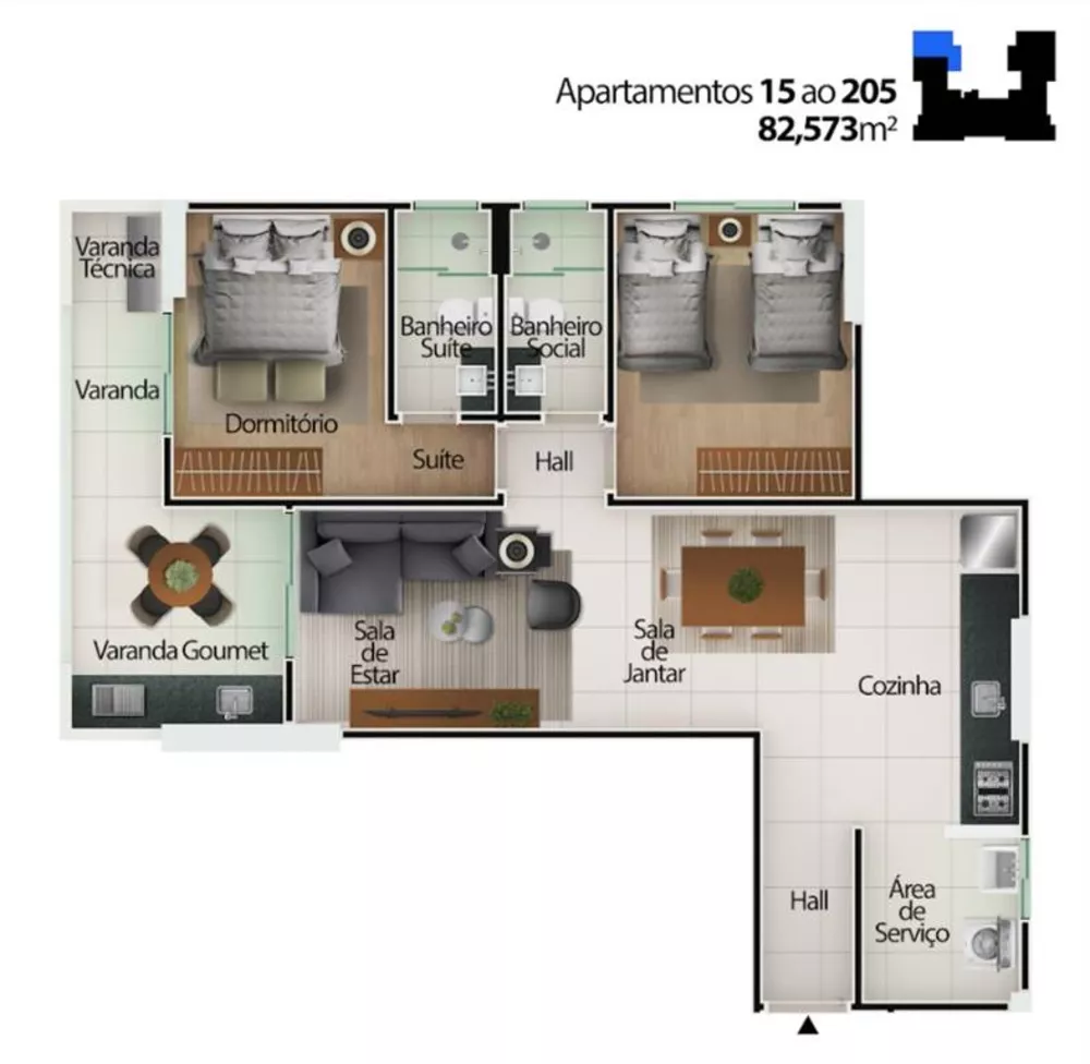 Apartamento à venda com 2 quartos, 83m² - Foto 9