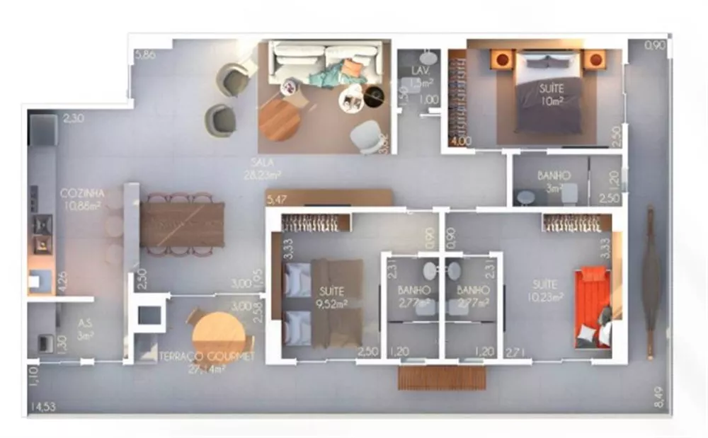 Apartamento à venda com 3 quartos, 124m² - Foto 1