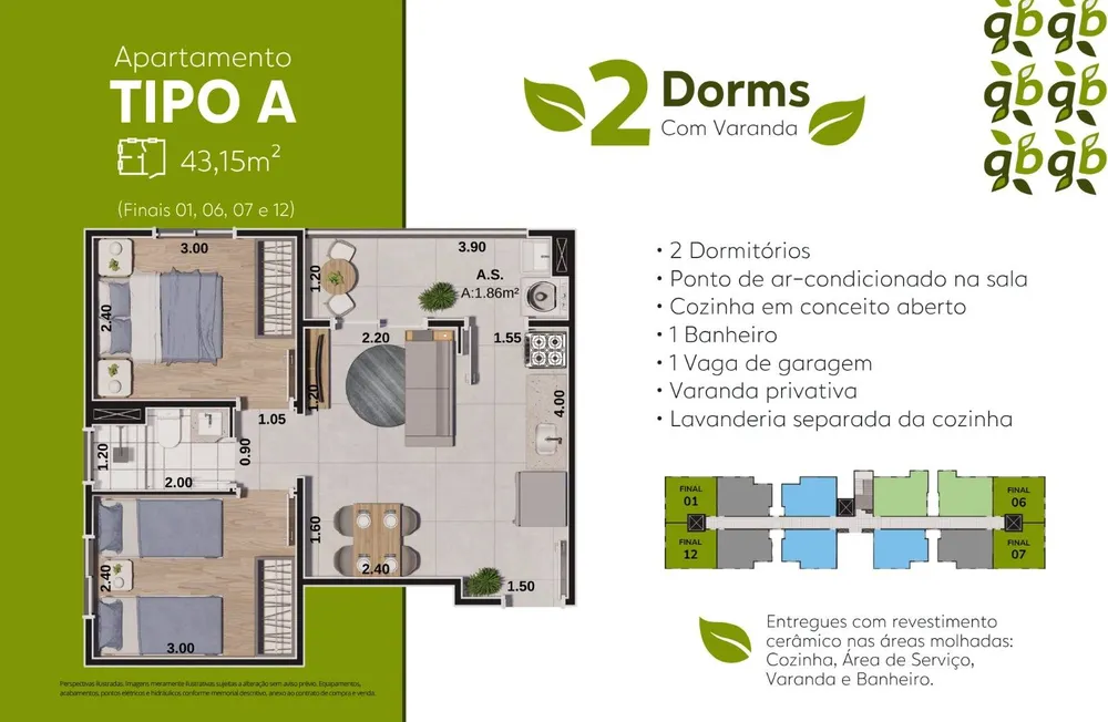 Apartamento, 2 quartos, 43 m² - Foto 2