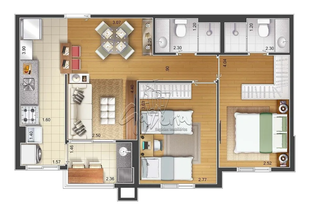Apartamento, 3 quartos, 70 m² - Foto 3