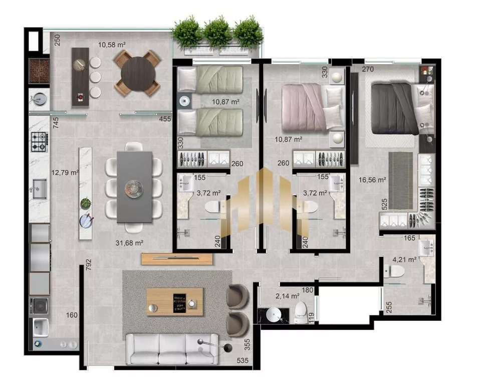 Apartamento à venda com 3 quartos, 125m² - Foto 2