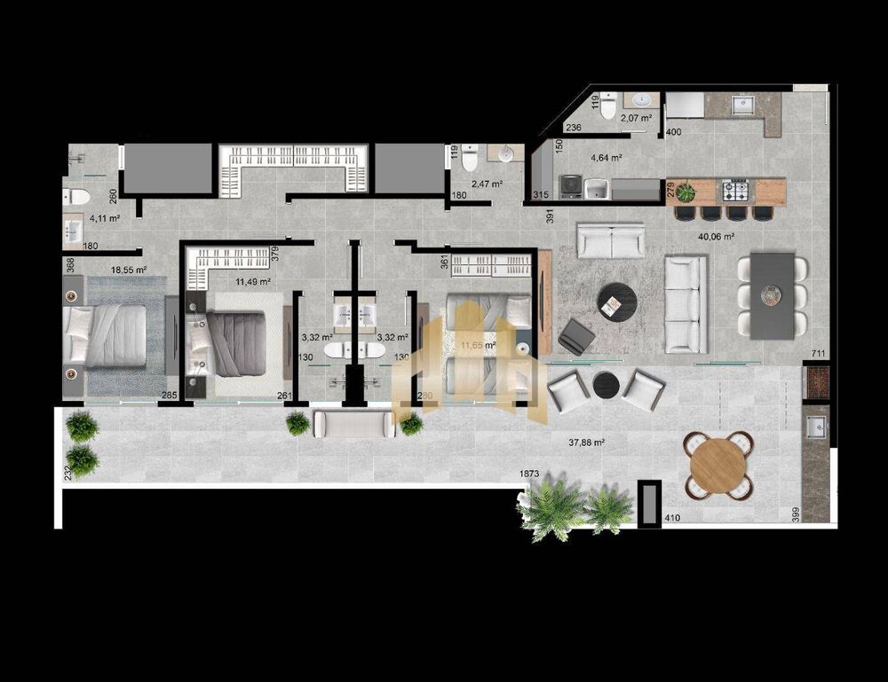 Cobertura, 3 quartos, 188 m² - Foto 2