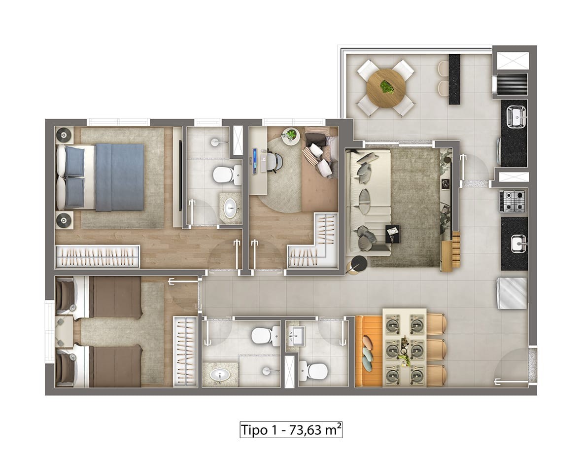 Apartamento à venda com 3 quartos, 73m² - Foto 6