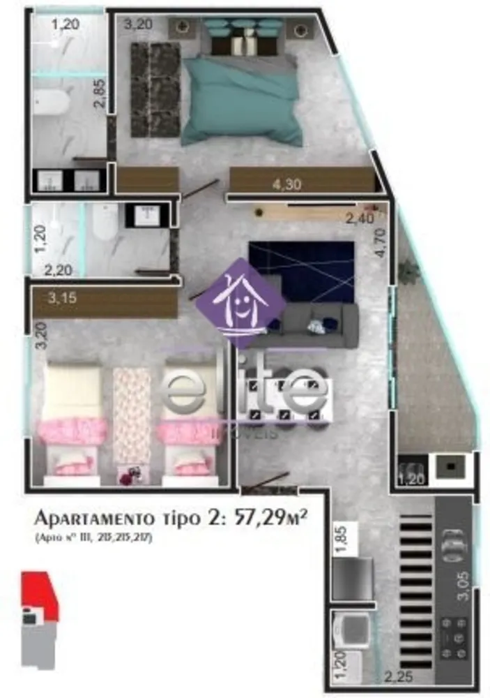 Apartamento, 2 quartos, 57 m² - Foto 3