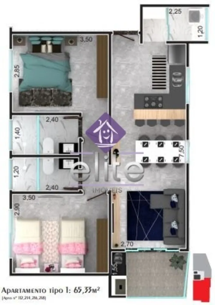 Apartamento, 2 quartos, 57 m² - Foto 2