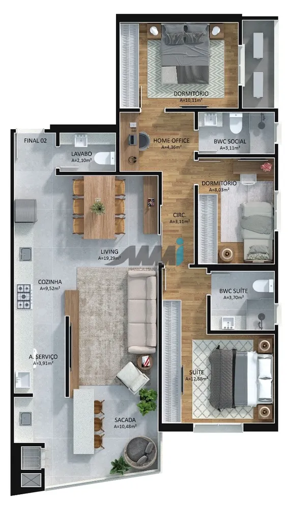 Apartamento, 2 quartos, 77 m² - Foto 6