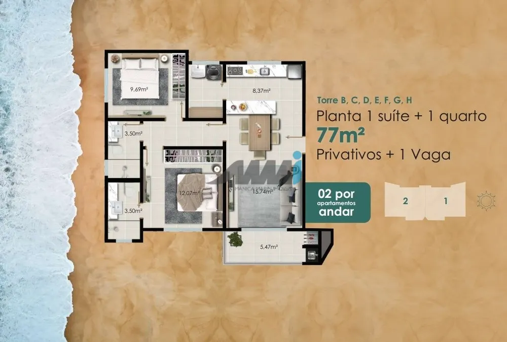 Apartamento, 2 quartos, 77 m² - Foto 8
