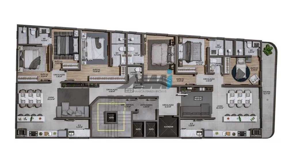 Apartamento Lançamentos com 4 quartos, 132m² - Foto 12