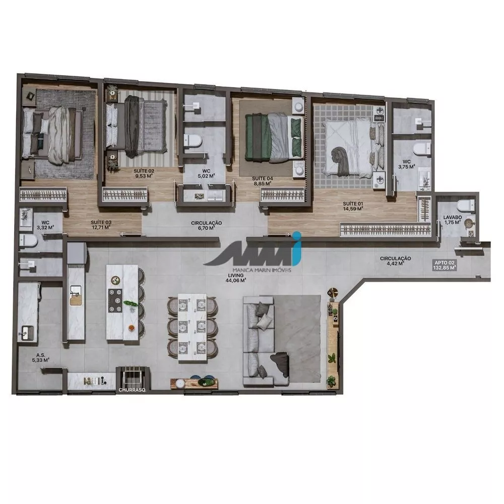 Apartamento Lançamentos com 4 quartos, 132m² - Foto 21