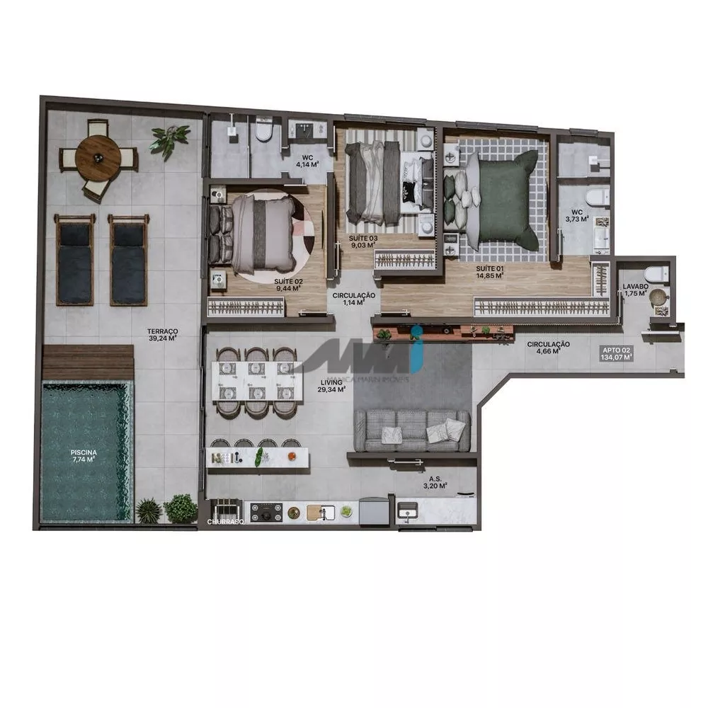 Apartamento Lançamentos com 4 quartos, 132m² - Foto 18