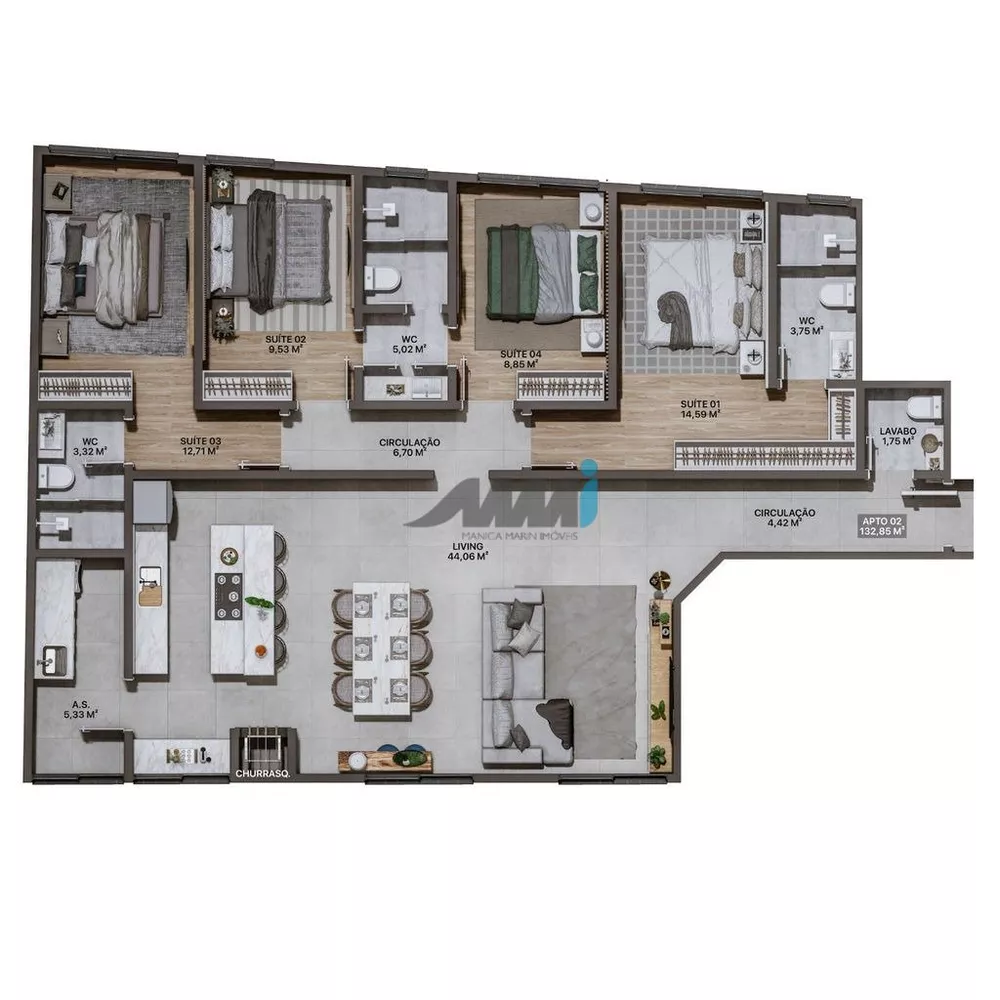 Apartamento Lançamentos com 4 quartos, 132m² - Foto 16