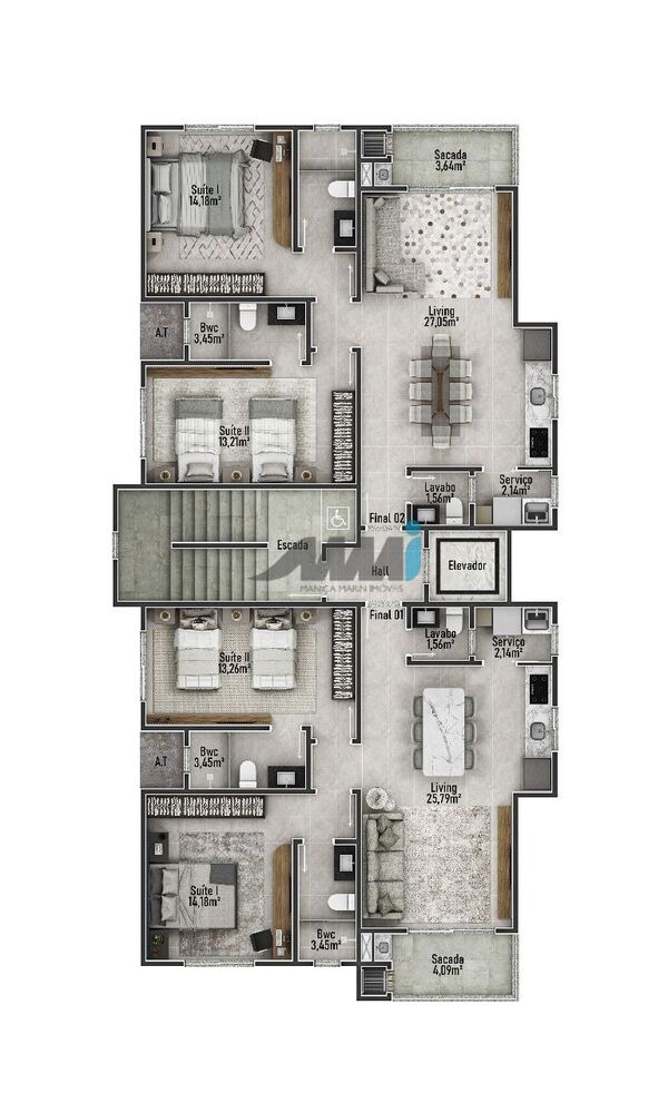 Apartamento à venda com 2 quartos, 80m² - Foto 7