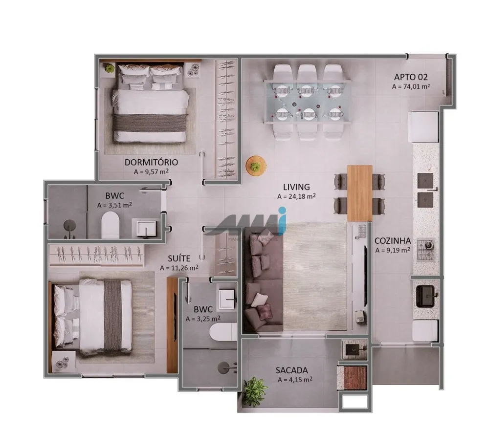 Apartamento, 2 quartos, 74 m² - Foto 19