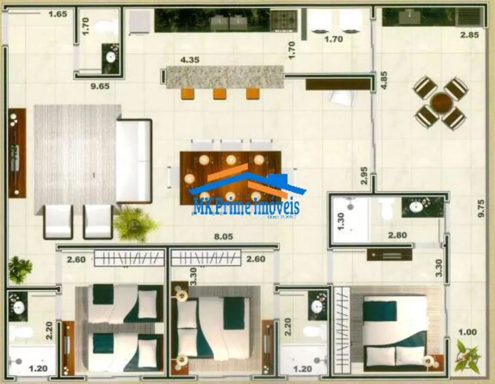 Apartamento à venda com 3 quartos, 143m² - Foto 2