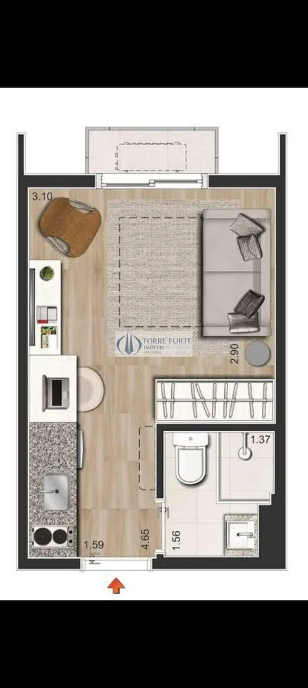 Apartamento, 1 quarto, 17 m² - Foto 4