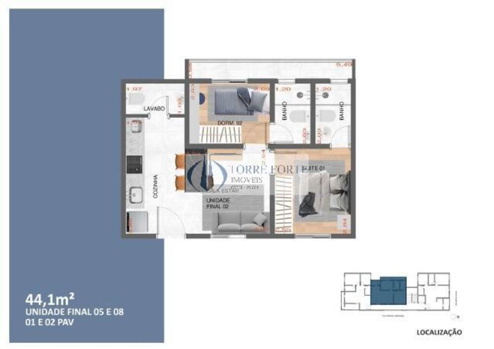 Apartamento, 2 quartos, 45 m² - Foto 2