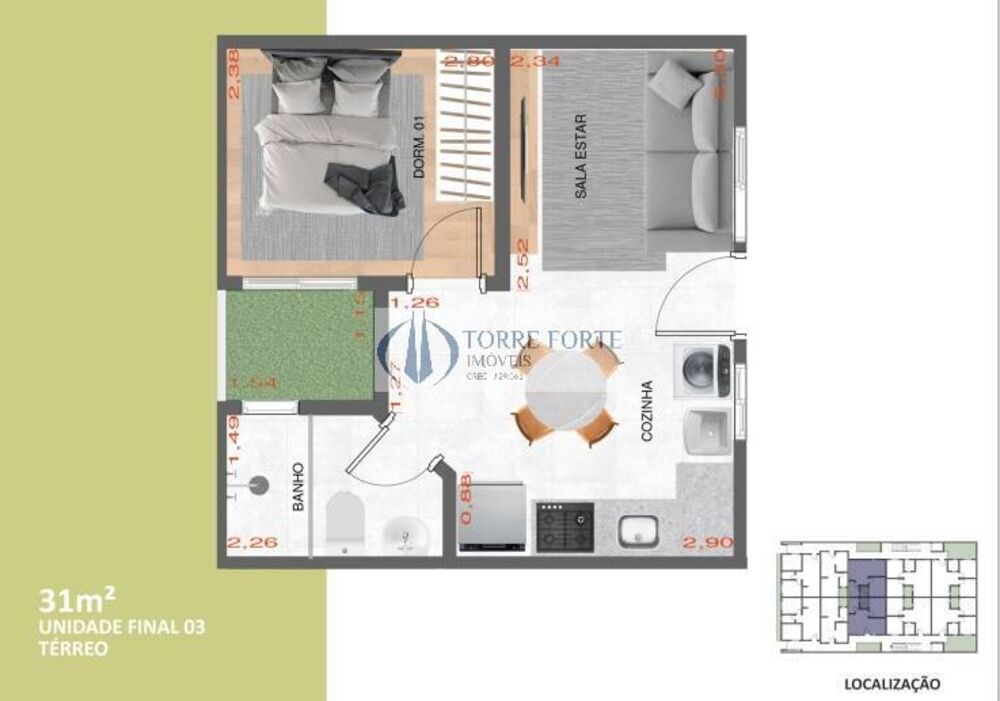 Apartamento, 1 quarto, 31 m² - Foto 6