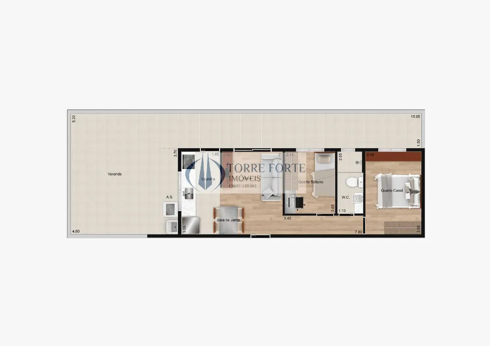 Apartamento, 2 quartos, 42 m² - Foto 3