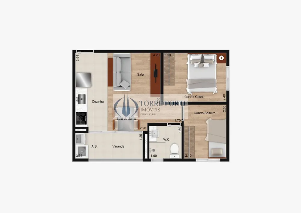 Apartamento, 2 quartos, 42 m² - Foto 4
