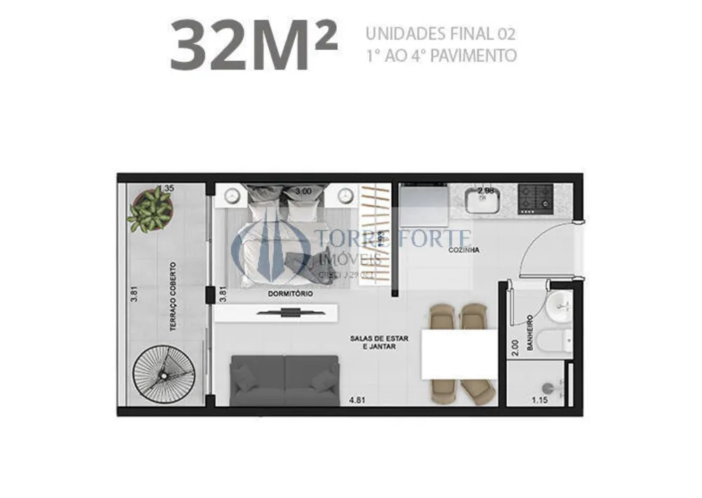 Apartamento, 1 quarto, 35 m² - Foto 3
