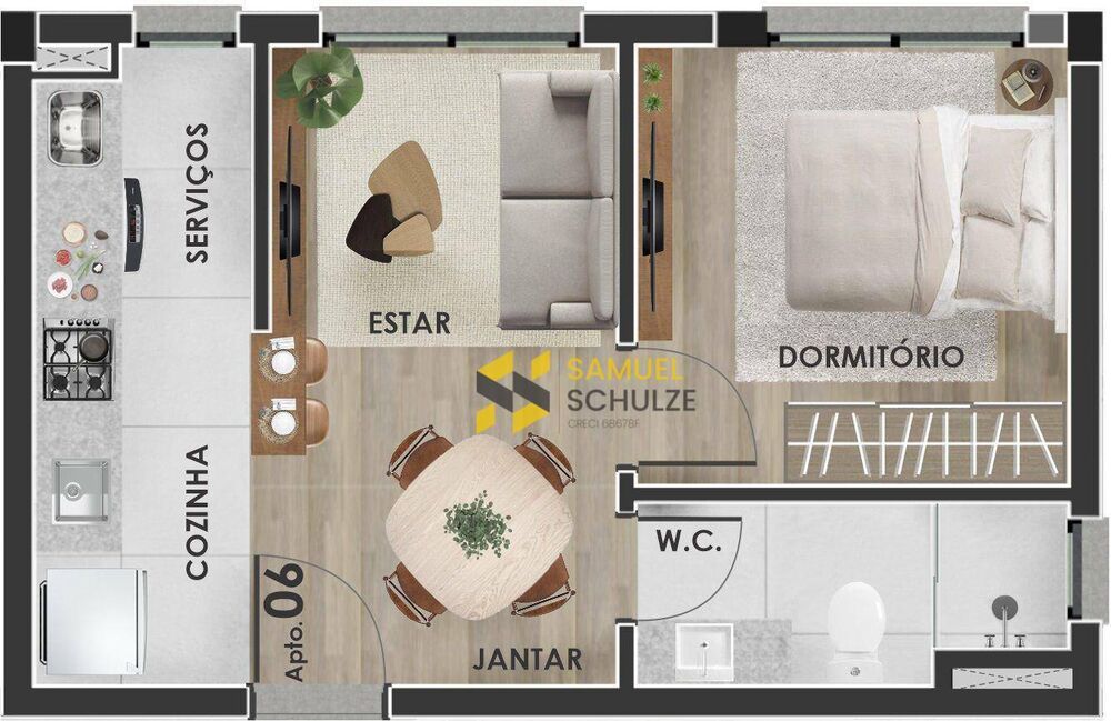 Apartamento à venda com 1 quarto, 39m² - Foto 2