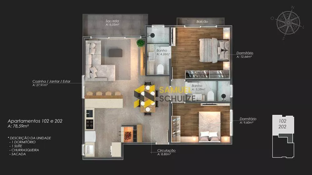 Apartamento à venda com 2 quartos, 78m² - Foto 10