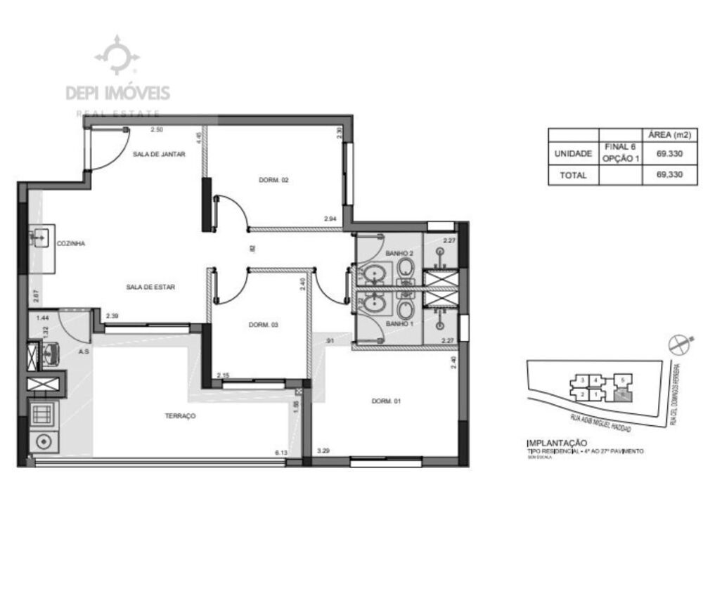 Apartamento, 3 quartos, 69 m² - Foto 1