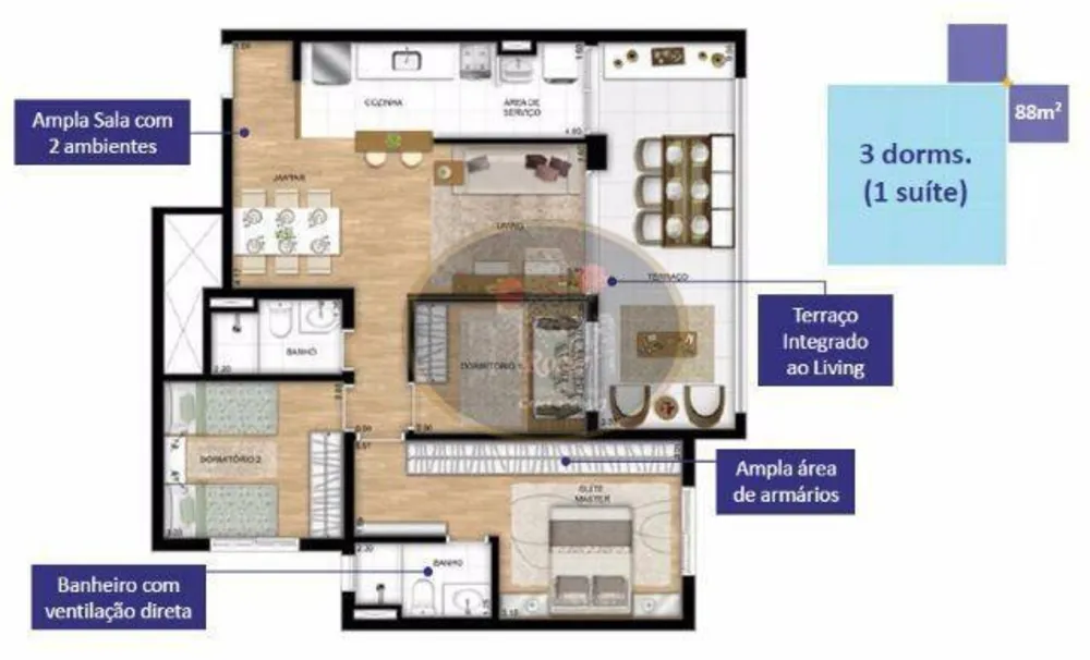 Apartamento, 1 quarto, 50 m² - Foto 3