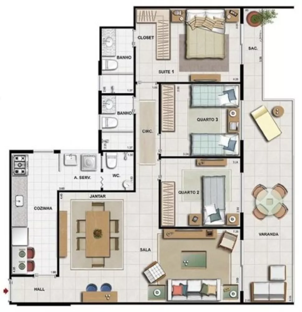 Apartamento à venda com 3 quartos, 116m² - Foto 6