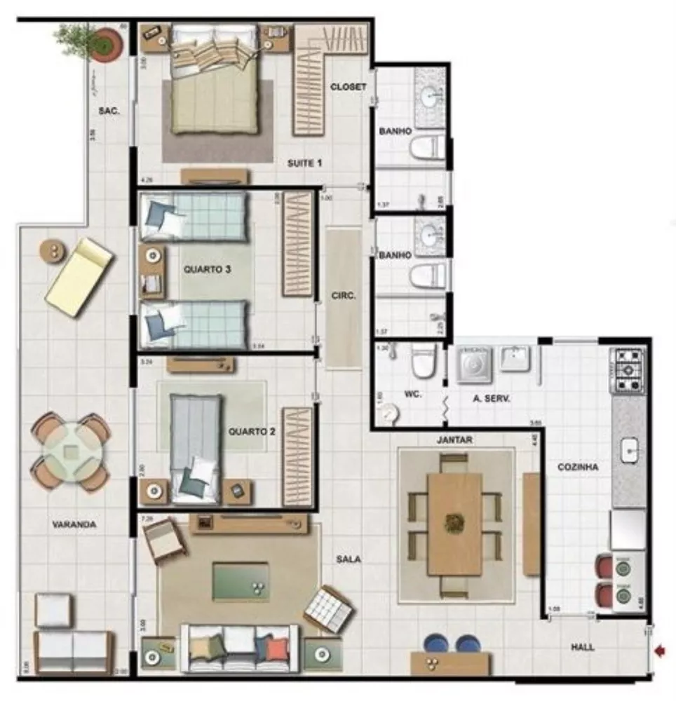 Apartamento à venda com 3 quartos, 116m² - Foto 7