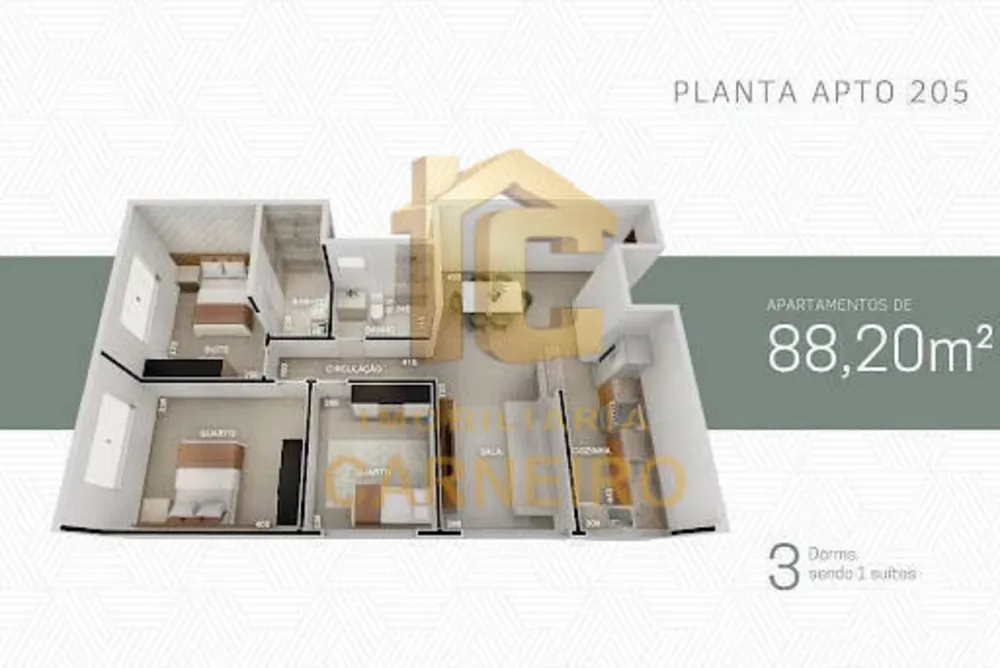 Apartamento, 3 quartos, 88 m² - Foto 1