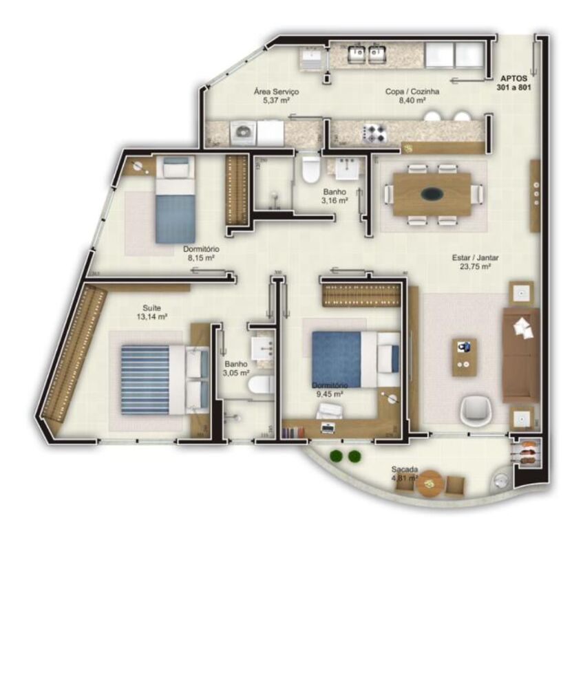 Apartamento, 3 quartos, 97 m² - Foto 3