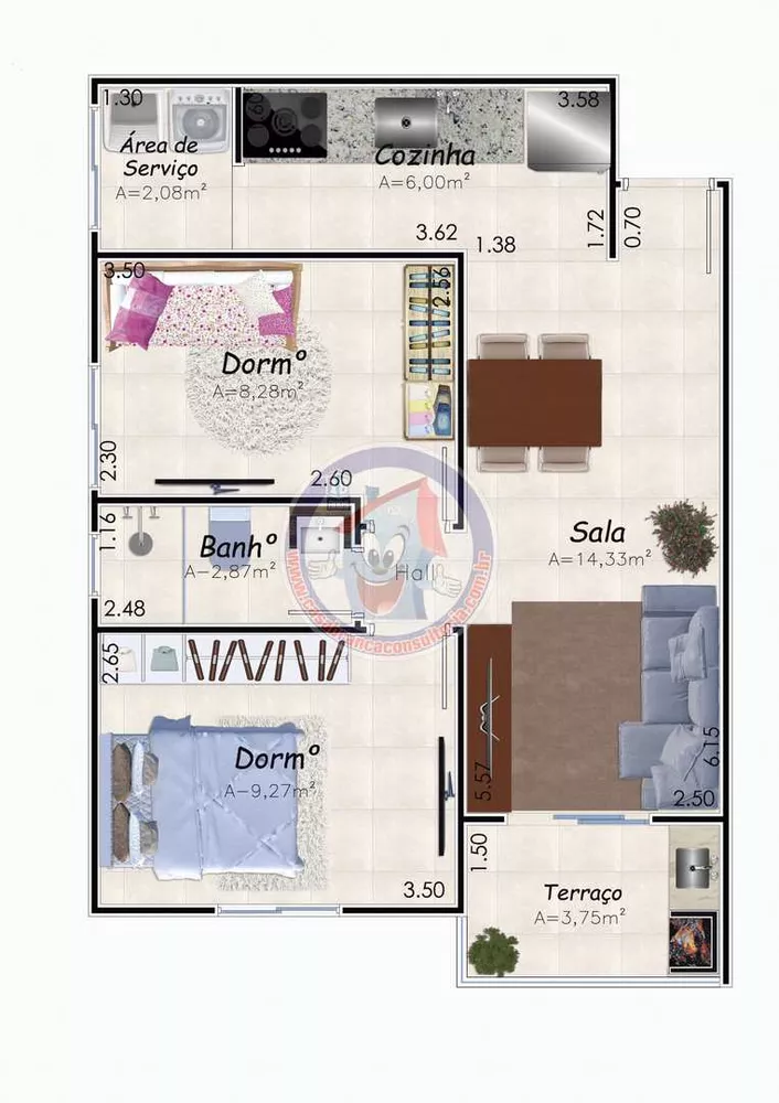 Apartamento à venda com 2 quartos, 53m² - Foto 4