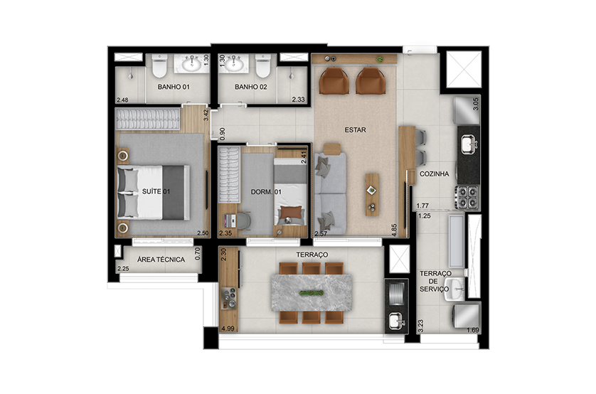 Apartamento à venda com 2 quartos, 71m² - Foto 4