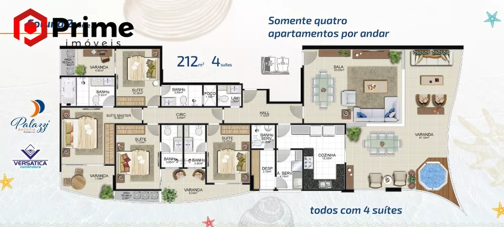 Apartamento à venda com 4 quartos, 212m² - Foto 3