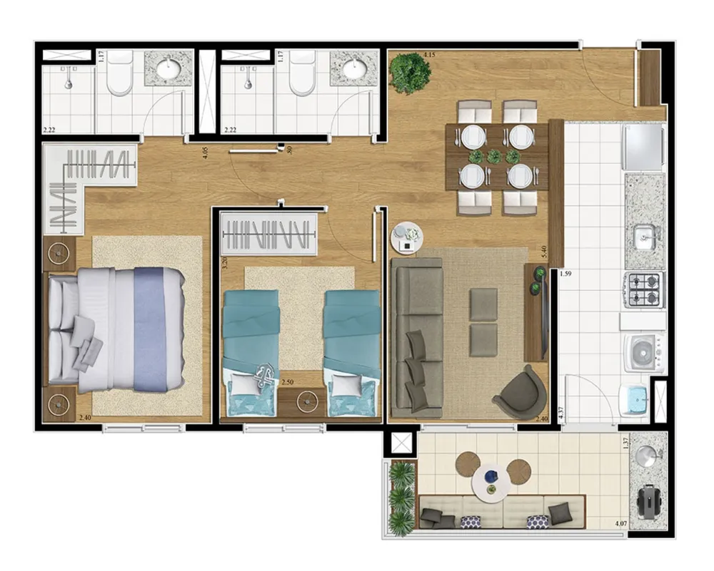 Apartamento, 2 quartos, 60 m² - Foto 3