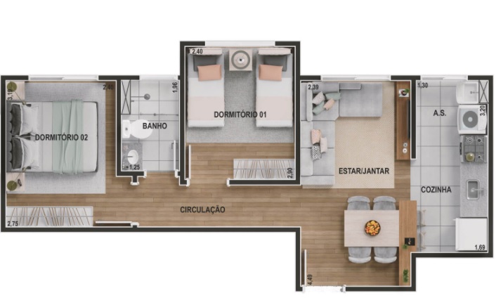 Apartamento à venda com 2 quartos, 43m² - Foto 4