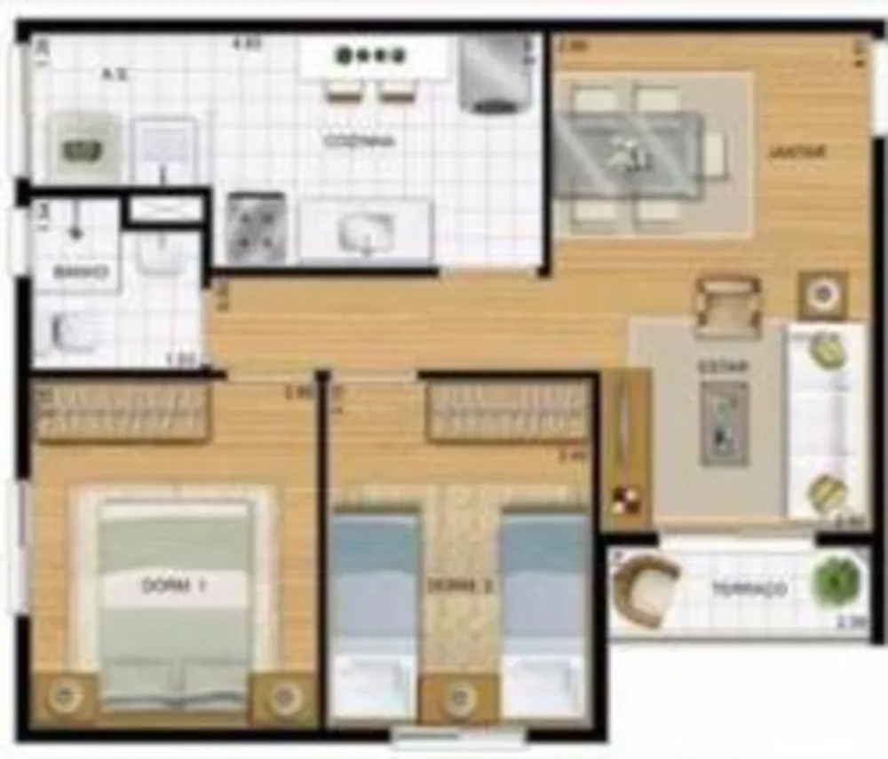 Apartamento, 2 quartos, 49 m² - Foto 1