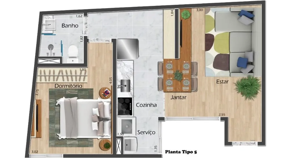 Apartamento, 1 quarto, 44 m² - Foto 1