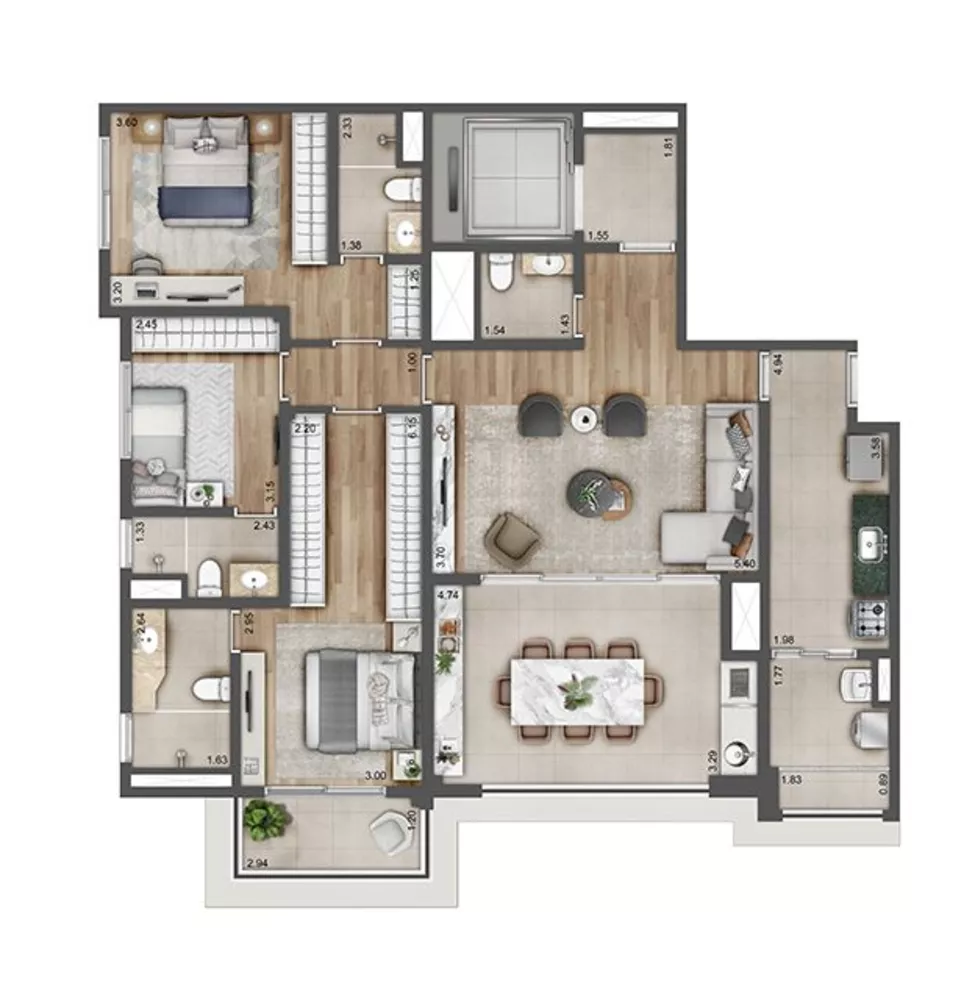 Apartamento à venda com 3 quartos, 129m² - Foto 3