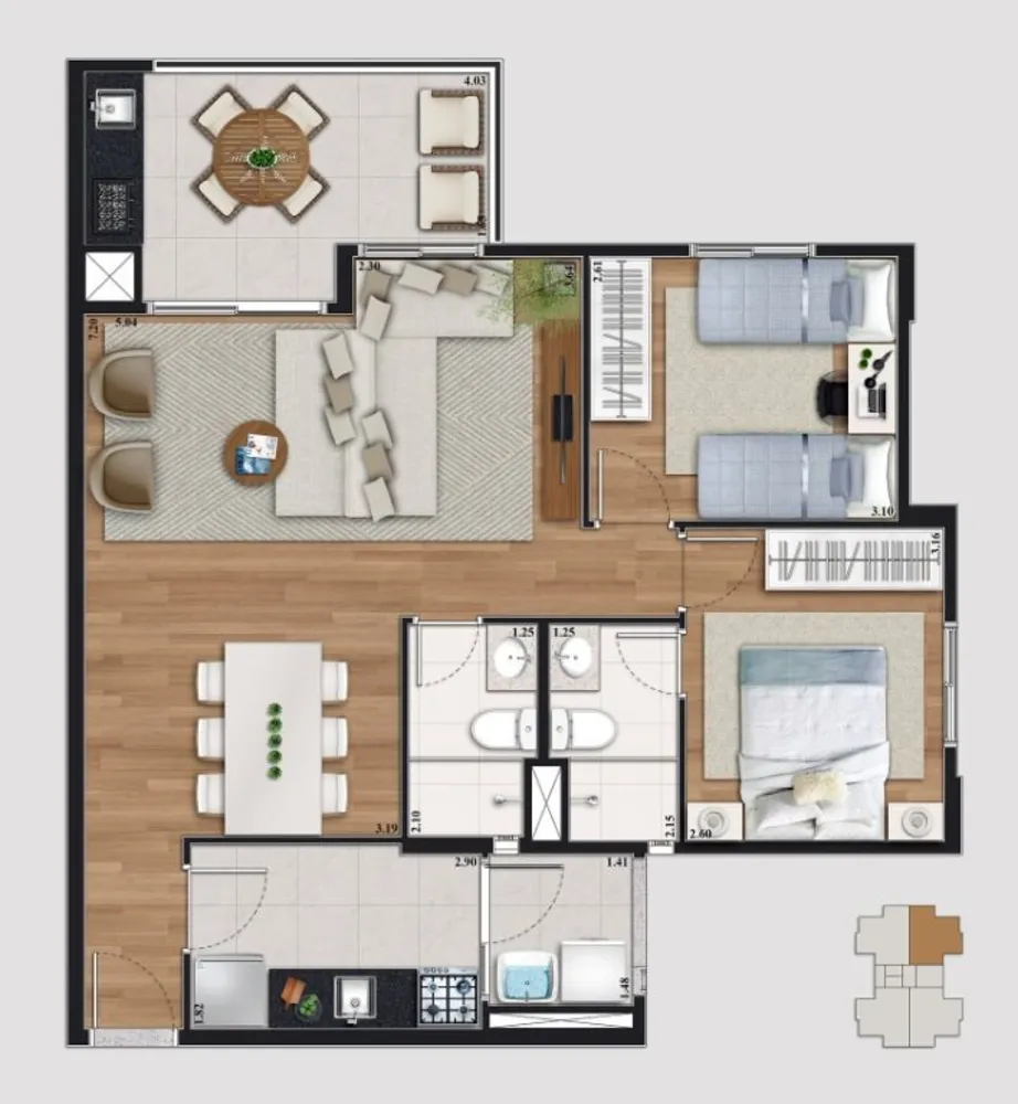 Apartamento, 3 quartos, 76 m² - Foto 2