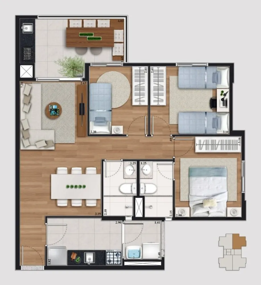 Apartamento, 3 quartos, 76 m² - Foto 3