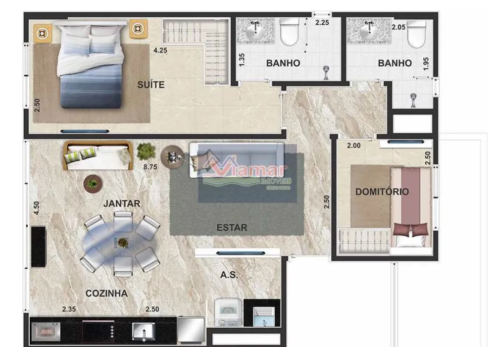 Apartamento, 2 quartos, 56 m² - Foto 3