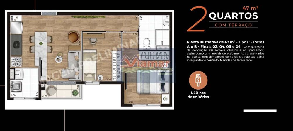 Apartamento, 2 quartos, 55 m² - Foto 1