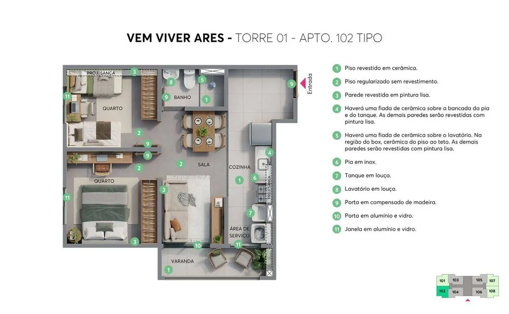 Apartamento, 2 quartos, 43 m² - Foto 3