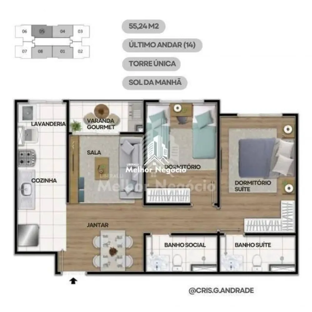 Apartamento, 2 quartos, 56 m² - Foto 3