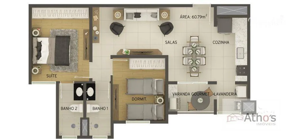 Apartamento, 2 quartos, 65 m² - Foto 2