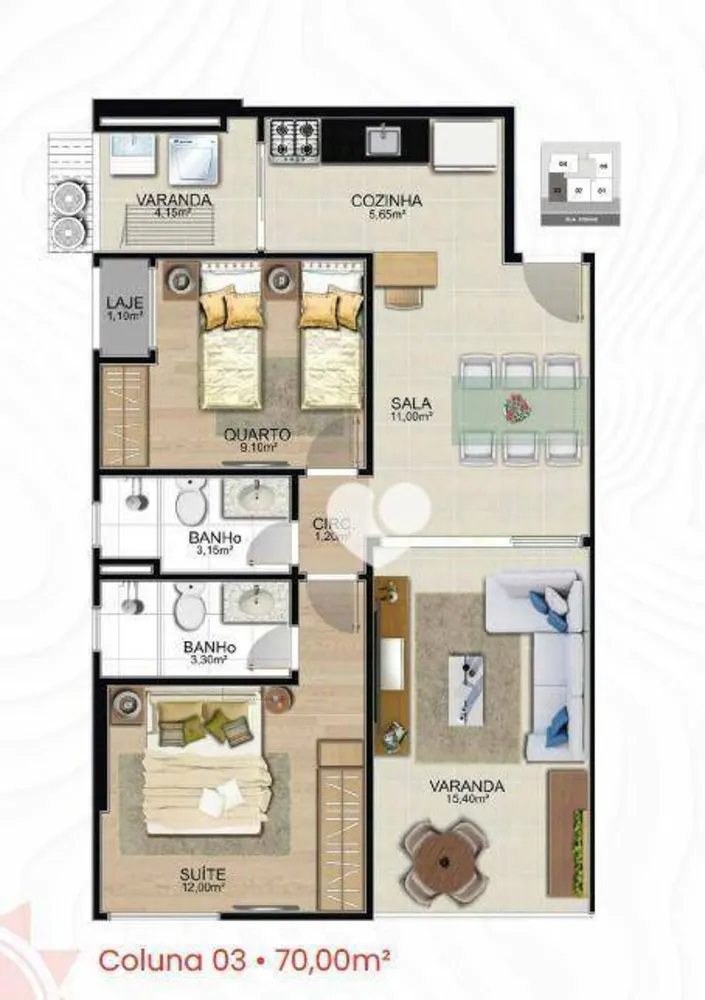 Apartamento, 2 quartos, 70 m² - Foto 3