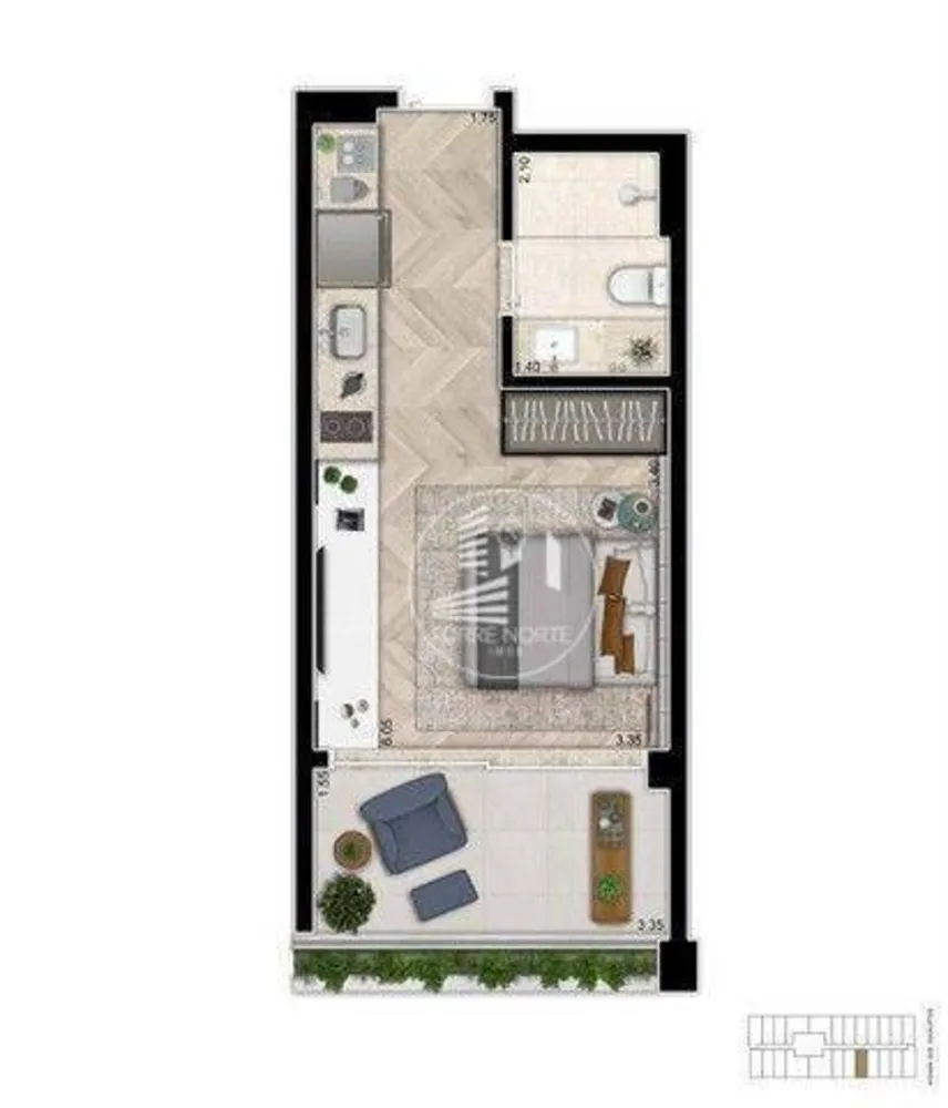 Kitnet-Studio, 30 m² - Foto 3